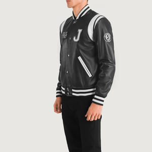 Veste Varsity Jackets noire de luxe entièrement personnalisée Veste universitaire Letterman à manches en cuir pour hommes Nouveau design - Product Image 2