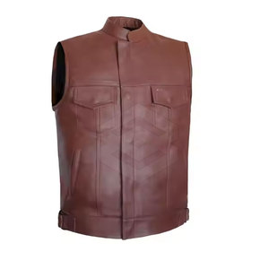 Gilet de motard en cuir de qualité supérieure pour homme personnalisé = option idéal pour les motocyclistes Gilet de motard en cuir - Product Image 1