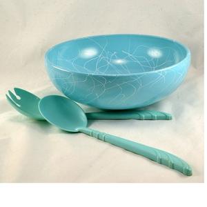 Saladiers en résine verte classiques faits à la main, écologiques, légers, personnalisés pour le service de nourriture, les fêtes, en stock - Product Image 1