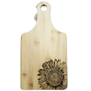 Planche à découper en acacia de qualité supérieure, motif tournesol gravé, nouveau style, équipement de chef, usage domestique, restaurant, cuisine, traiteur - Product Image 1
