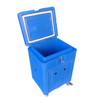 Boîte de stockage isotherme réutilisable 75L pour glace sèche, design moderne, pour aliments, avec roues, rotomoulée, pour la pêche et le laboratoire