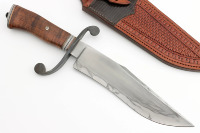 Couteau de chasse, de camping et de survie de qualité supérieure en acier Damas San Mai de qualité industrielle, 15 pouces, manche en bois, étui en cuir