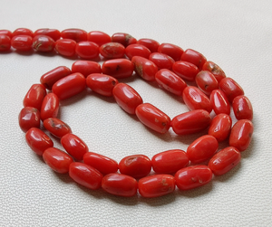 Cuentas de coral italiano natural AAA de 1 hebra, forma ovalada de 16 pulgadas 8X5 a 6X4 cuentas lisas, piedras preciosas de coral - Product Image 5