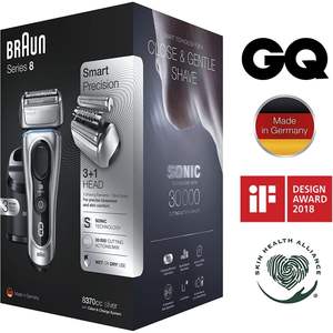 Rasoir électrique rechargeable sans fil 3-en-1 pour hommes, utilisation humide et sèche avec base de charge, étanche IPX7, tondeuse à barbe argentée - Product Image 1