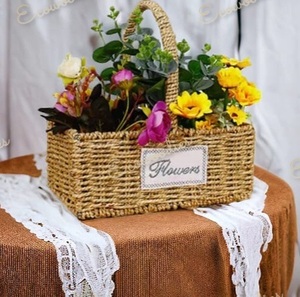 Rechteckige Aufbewahrung körbe Garten blumen Webart gewebter Rattan gewebter Blumen korb mit Rattan Wicker Cane Wicker Blumen korb - Product Image 2