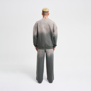 Conjunto Deportivo con Sudadera con Capucha Desteñida, Estampado de Logotipo Multicolor, 100% Algodón, Lavado Ácido, Sudadera de Cuello Redondo y Pantalones Deportivos para Hombre - Product Image 2