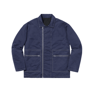 Veste de travail en coton épais personnalisée OEM de haute qualité pour hommes avec poches pour les mains, col rabattu, fermeture éclair à l'avant pour l'hiver, style High Street - Product Image 4