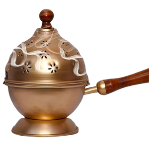 Quemador de Incienso de Latón Puro con Grabado y Acabado Pulido, Quemador de Lobán Tradicional de Latón Vintage de Alta Calidad para Decoración del Hogar - Product Image 5