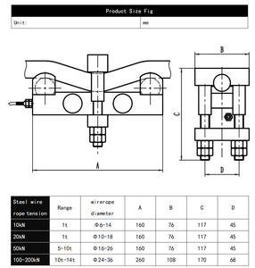Sensor de Tensão de Cabo de Pressão Lateral de Alta Precisão Dispositivo Profissional de Medição de Peso e Força de Cabo de Aço - Product Image 5
