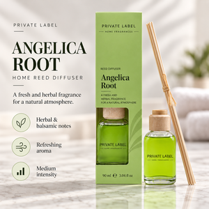 Diffuseur de parfum à la racine d'angélique en marque privée 90ml OEM |   Parfum d'ambiance balsamique aux herbes |   Fabriqué en Espagne UE - Product Image 2