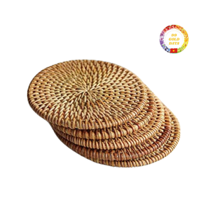Round Boho Rattan <b>Charger</b> <b>Plate</b> Handmade Wicker Placemat Rustic Decorative Wedding Tableware Vietnam - Product Image 6