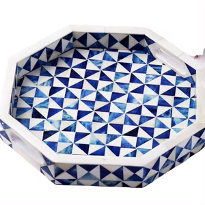 Bandeja de servicio con diseño moderno hecho a mano, bandeja decorativa con incrustaciones de hueso sostenibles de tamaño personalizado para muebles del hogar con diseño único - Product Image 3