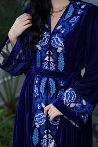 New Trendy <b>Dresses</b> Handmade Embroidered <b>Long</b> Sleeve Floor Length <b>Party</b> Wear Casual <b>Long</b> <b>Dress</b> With Belt - Product Image 5