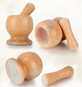 Mortai e pestello in pietra naturale con pressa per aglio in silicone e pelapatate per schiacciare, macinare e tritare - Product Image 3