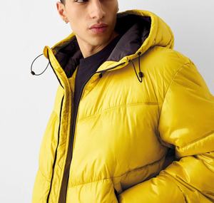 Chaqueta Acolchada Impermeable y Cortavientos con Capucha para Hombre, Color Amarillo, Relleno de Algodón, Estilo Casual, con Logotipo Frontal, Ropa de Calle - Product Image 5