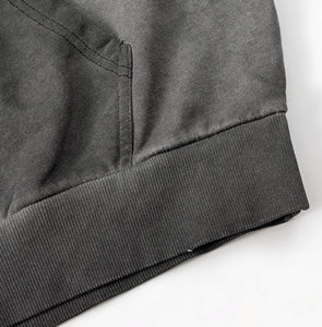 Otoño Vintage hombres 100% algodón pulóver Sudadera con capucha de gran tamaño French Terry con lavado ácido y cuello con capucha de impresión Digital - Product Image 3