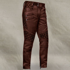 กางเกงหนังแท้สำหรับผู้ชายผ้าแคนวาสแบบยืดกลางตรงสไตล์ไฮสตรีทมีหลายขนาด - Product Image 2