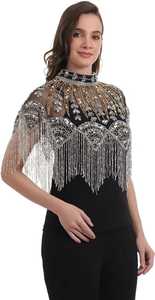 Robe de soirée multi-portée en mousseline de soie à sequins, brodée à la main, à franges, design parfait, tenue de club, luxueuse, perlée, lourde - Product Image 2