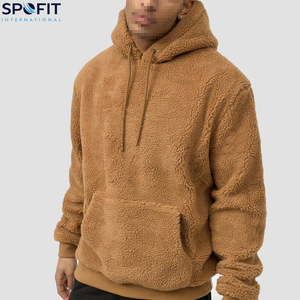 Sweat à capuche surdimensionné en polaire sherpa 100% coton léger au meilleur prix, tendance pour homme, pour l'extérieur, hiver, polaire écologique - Product Image 4