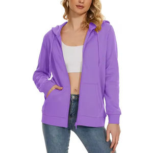 2025 chaqueta deportiva frontal de invierno con logotipo personalizado de alta calidad para mujer, sudadera holgada con cremallera completa, cuello alto, bordado 3D, sin MOQ - Product Image 4