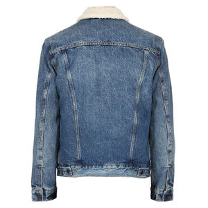 Top Trendy Custom Made <b>Mens</b> Denim <b>Jacket</b> High Quality with <b>Sherpa</b> Fur Plain Dyed Wholesale Customized Design - Product Image 5