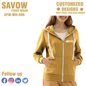 Sweats à capuche pour femmes 100% coton pull-over surdimensionné à capuche polaire vestes zippées personnalisé hiver Streetwear régulier avant de haute qualité - Product Image 3