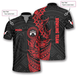 Customizable Performance Bowling Shirt with Quarter-Button-Down Closure, Vibrant Sublimated Graphics, and Breathable - Product Image 1