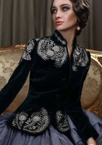 ELEGANT DESIGNER JACKET WITH VELVET FABRIC WITH EMBELLISH OF BEAUTIFUL CRYSTAL BEADS,PEARLS,GLASS STONE WORK FOR PARTY-WEAR@2022 - Product Image 2