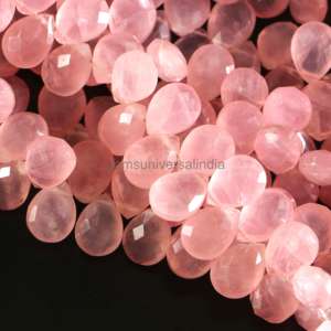 Perles de quartz rose naturel facettées en forme de poire, perles de pierres précieuses de quartz rose pour la fabrication de bijoux, fournitures par un fabricant indien en gros - Product Image 4