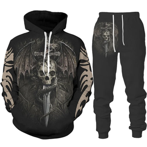 Sudadera con capucha Punk para hombre, chándal con estampado 3D de calavera/pantalones, jersey de esqueletos góticos, ropa de calle informal de gran tamaño, Otoño Invierno, superventas - Product Image 2