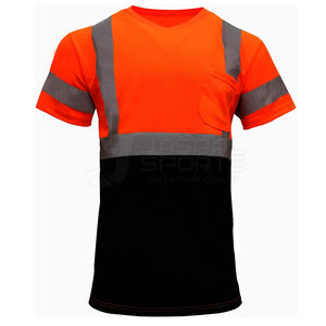 Construction Street-wear Security T-shirt Men Hi-Vis Reflective <b>Tape</b> High Visibility Short Sleeve Safety Shirt 100% Cotton - Product Image 3