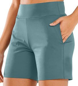 Shorts Deportivos de Yoga para Mujer al por Mayor, Sólidos, Sin Costuras, Ajustados, de Cintura Alta, de Spandex/Nailon, Transpirables, con Control de Abdomen - Product Image 6