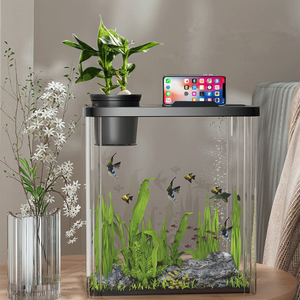 Petit ensemble d'aquarium rectangulaire en acrylique transparent durable ensemble de quatre pièces en bois coulant pompe à air grande pierre légère en bois flotté - Product Image 6
