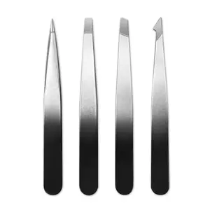 Ensemble de 4 pinces à épiler professionnelles en acier inoxydable à pointe inclinée - Product Image 6