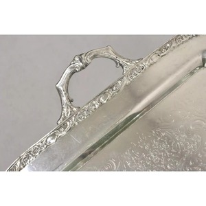 Plateau Plaqué Argent Vintage Style Victorien Anglais, Plateau de Service Festonné et Plateau de Service Perforé Plaqué Argent - Product Image 5