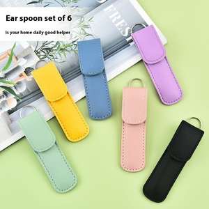 Ensemble de cure-oreilles multicolores 6 pièces, outils de nettoyage d'oreilles sécuritaires, étui pliable portable en acier inoxydable coloré - Product Image 3