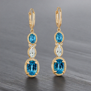 Goutte d'eau Boucles d'oreilles Bijoux Lunette Réglage 18k Or Plaqué Argent 925 Sterling Boucles d'Oreilles de Mariage - Product Image 2