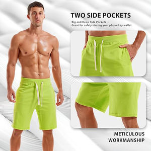 Shorts en molleton pour hommes, tissu en coton doux, taille élastique, décontracté, entraînement, détente, vêtements d'été - Product Image 3