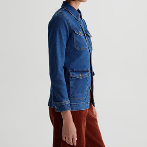 Chaqueta vaquera transpirable personalizada 2025 para damas de manga larga invierno otoño temporada XL tamaño algodón sólido servicio OEM Chaquetas vaqueras - Product Image 4