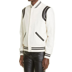 Veste d'hiver en laine pour hommes High Street Baseball College Varsity Design personnalisé Veste légère tissée en cuir brodé en chenille - Product Image 4