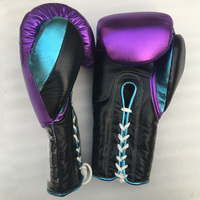 Guantes de Boxeo de Cuero Brillante de Alta Calidad, Guantes de Boxeo Metálicos con Cordones, Guantes de Boxeo con Logotipo Personalizado, Guantes de Boxeo con Color Personalizado
