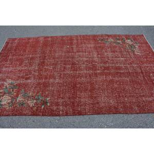 Tapis turc vintage de 4.3x7,5 pieds, rouge, vert, patchwork, tissage plat en laine de grande surface pour décorations de salon, avec support en latex - Product Image 3
