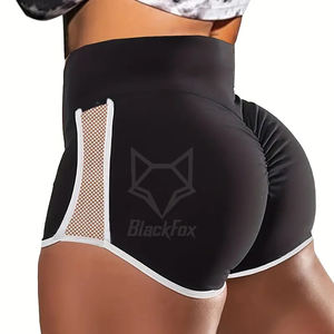 Women's High Waist Eco-Friendly Fishnet Lounge Booty Short Breathable <b>Elastic</b> <b>Waistband</b> Washed Technics Skinny Fit Durable - Product Image 1