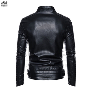 แจ็กเก็ตหนังมีฮู้ดสำหรับผู้ชายแจ็กเก็ตหนังแฟชั่นทำตามสั่ง - Product Image 3