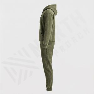 Conjunto Deportivo de Fabricante Personalizado de Alta Calidad, Estilo Vintage Lavado al Ácido, Pantalones Deportivos Acampanados, Sudadera con Capucha, Chándal, Ropa Deportiva para Gimnasio - Product Image 3