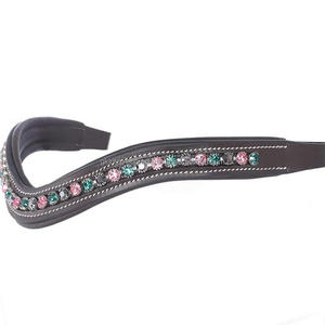 Correa de cuero para cejas de caballo, banda de cuero curvo, cómodo, suave, acolchada, cadena de cristales ostentosos multicolor, 1 fila - Product Image 4