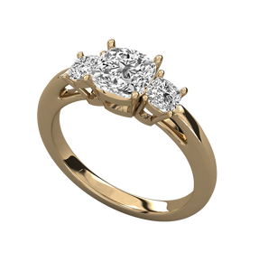 แหวนสัญญาที่ผ่านการรับรองมาตรฐานจีไอจีเคลือบทอง14K สำหรับเบาะเพชรสามชิ้นทำจากเงินสเตอร์ลิง925งานหมั้นตามสั่ง - Product Image 1