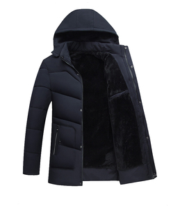 Men's Hooded Puffer <b>Jacket</b> Winter Windproof Thick <b>Fleece</b> <b>Lining</b> Casual Regular Fit Polyester Outerwear <b>with</b> Zipper Closure - Product Image 4