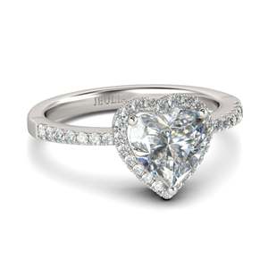 แหวนคู่รักทรงหัวใจแบบ Halo ชุบโรเดียม เงินสเตอร์ลิง ยี่ห้อ Jeulia - Product Image 2