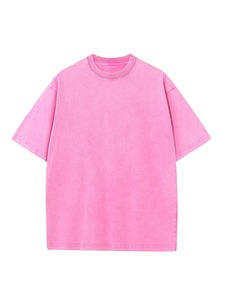 Camiseta Básica Unisex de Verano, 120/180g, de Algodón Peinado, Lavada, Color Sólido, Antiencogimiento, Estilo Vintage Desteñido, Manga Corta Extra Grande para Hombre y Mujer - Product Image 3